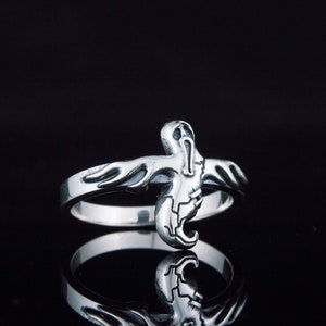 Silver Ghost Ring - Horror Jewelry with Deathly Charm Handmade Mysterious Spooky Ring for Witches and Haunted Souls