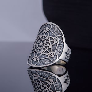 Metatron Cube Ring, Silver Metatron Cube, Sacred Geometry, Life Amulet, 925 Silver Metatron Ring, Sacred Geometry Jewelry, Gift for Her