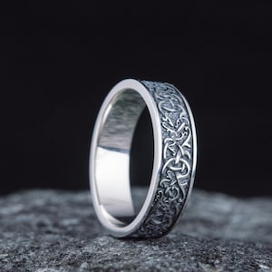 Old Norse Pattern Ring, Viking Tracery Ring, Silver Viking Ring, Scandinavian Ring, Viking Braid, Norse Pattern Jewelry, gift for viking