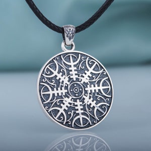 Helm of Awe Necklace - Mens Viking Jewelry with Helm of Terror Symbol Handcrafted Aegishjalmur Pendant for Protection and Strength