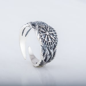 Bague Vegvisir - Bijoux de boussole viking en argent de style scandinave Bague de boussole runique faite main inspirée de la mythologie nordique