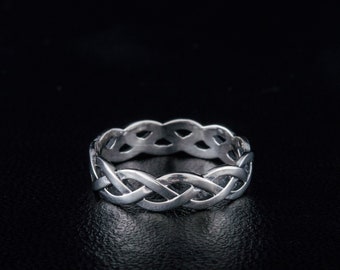 Silber geflochtenen Ring, geflochtene stricken Ring, einfache Ornament Ring, handgemachte Sterling Silber Ring, keltische ring, keltischeschmuck, Geschenk für Sie