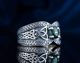 Silver Celtic Knot Ring, Norse Pattern Jewelry, Viking Wedding Ring, Scandinavian Jewelry, Silver Vikings Jewelry, Viking Knot Rings