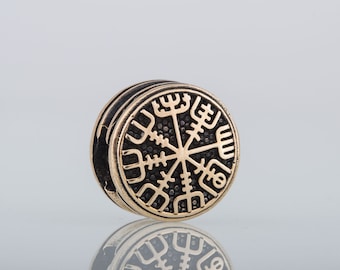 Bronze Vegvisir Bead, Bronze Runic Compass, Bronze Bracelet Charms, DIY Bracelet, Beads for Paracord Bracelets, DIY Bracelet, Bronze Vikings