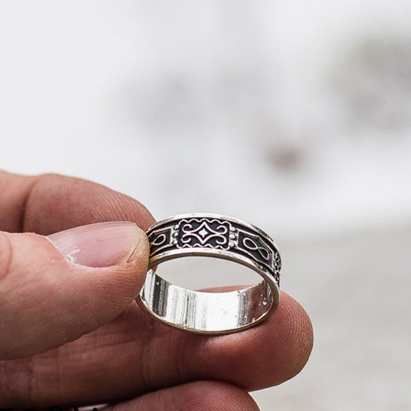 Bague infinity en argent - Bijoux classiques pour homme et femme, fait main avec un motif unique, idéale pour tous les jours et les occasions spéciales