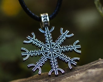 Helm of Awe Necklace - Handcrafted Silver Viking Pendant with Aegishjalmur Symbol a Unique Old Norse Jewelry made for Men and Women