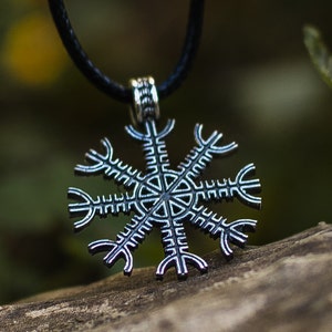 Helm of Awe Necklace - Handcrafted Silver Viking Pendant with Aegishjalmur Symbol a Unique Old Norse Jewelry made for Men and Women