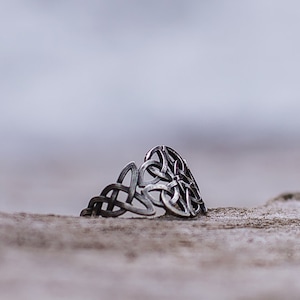Celtic Knot Ring - Silver Irish Ladies Jewelry Handcrafted Intricate Nordic Knot Design with Irish Charm