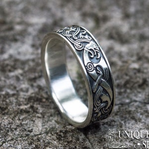 Norse Ring, Viking Ornament Ring, 925 Silver Viking Ring, Scandinavian Jewelry, Viking Band, Norse Ornament Jewelry • Gift for Viking