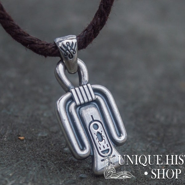 Silver Blood of Isis, Egyptian Pendant, Egyptian Hieroglyphs, Tyet Necklace, Knot of Isis Charm, 925 Silver Egypt Pendant, Egyptian Jewelry