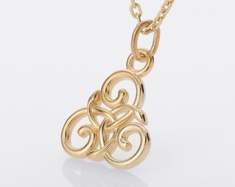 Gold Triskelion Necklace - Handcrafted Celtic Jewelry with Triple Spiral Symbol  Powerful Celtic Knot Jewelry for Men and Women