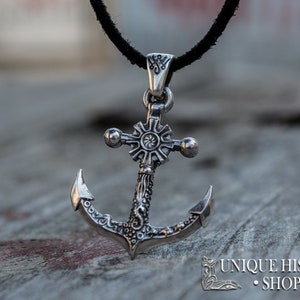 Silver Anchor Pendant - Nautical Jewelry with Ship Wheel and Anchor Symbols Handcrafted Sailor Necklace Ideal for Mariner Collection