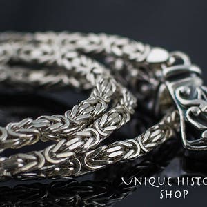 Massive Norse Chain - Mens Silver Chain with Wolf Tips in Authentic Viking Design Handcrafted Jewelry Inspired by Norse Heritage