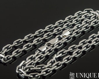 Massive Silver Chain - Perfect Pendant Accessory in Biker and Nautical Style Handmade Mens Chain for Necklace