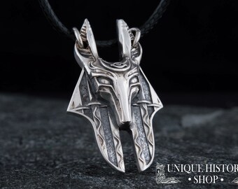 Egyptische Anubis-ketting - handgemaakte zilveren Egyptische God-hanger, Anubis-symbool sieraden, oude Egyptische God-sieraden, hiërogliefenketting