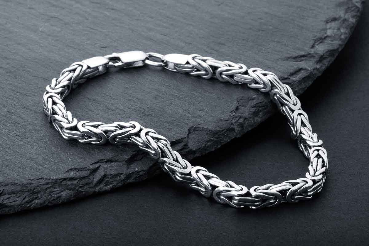 Viking Men's Bracelet, 925 Sterling Silver Woven Chain, Layered
