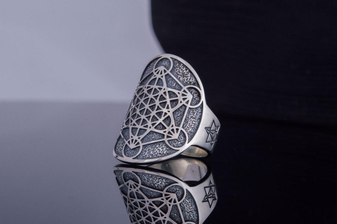 Metatron Cube Ring Silver Metatron Cube Sacred Geometry Etsy