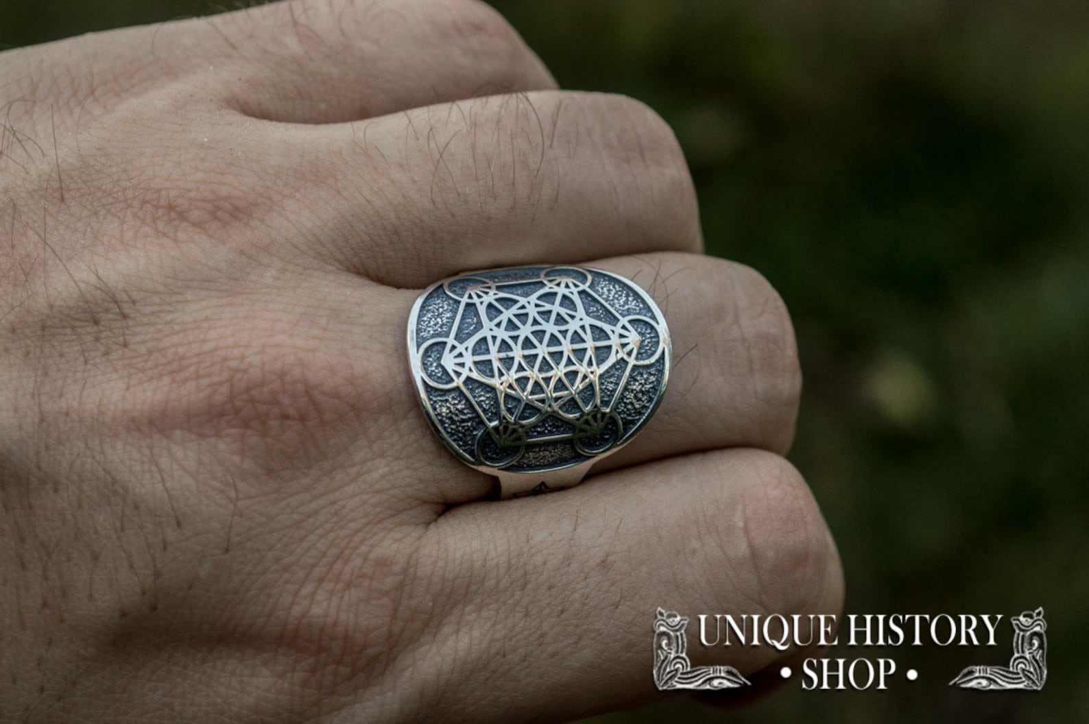 Metatron Cube Ring, Silver Metatron Cube, Sacred Geometry, Life Amulet ...