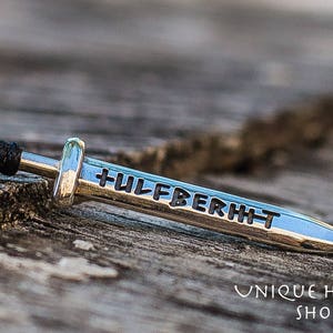 Colgante de espada vikinga Ulfberht, collar de espada de plata, espada vikinga de plata, collar de espada de plata, joyería vikinga de plata de ley hecha a mano