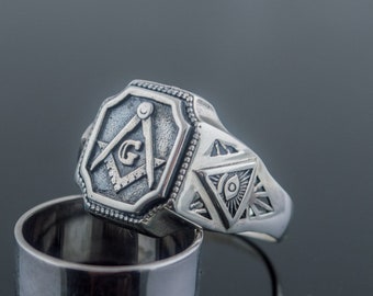 Freemason Ring, 925 Silver Masonic Ring, Knights Templar Jewelry, Freemasonry Ring, Knights Templar Ring, Master Mason Ring, Mason Jewelry