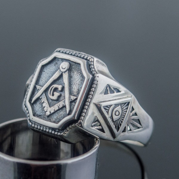 Freemason Ring, 925 Silver Masonic Ring, Knights Templar Jewelry, Freemasonry Ring, Knights Templar Ring, Master Mason Ring, Mason Jewelry