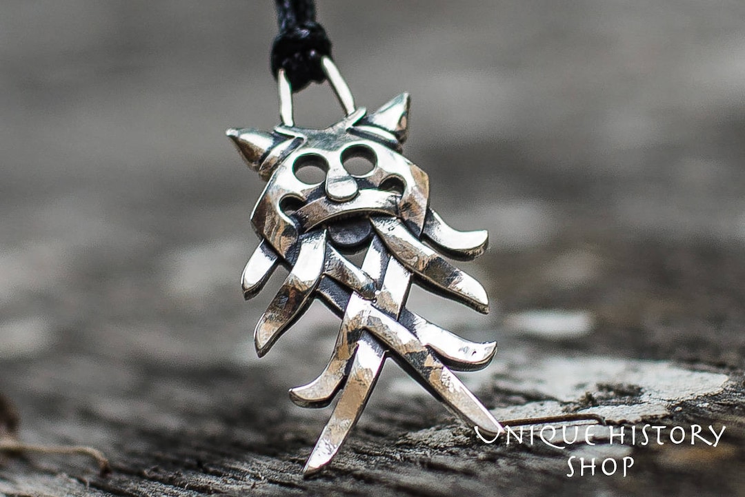 Big Aarhus Mask Pendant, Viking Mask Jewerly, Silver Norse Necklace ...