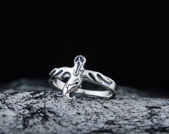 Unique ghost sterling silver ring, Halloween gothic jewelry, spooky season gift, personalized witchy ring, best friend gift idea