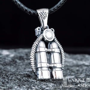 Ciondolo da subacqueo - Gioielli subacquei in argento per marinai e marinai Collana da capitano realizzata a mano con attrezzatura da subacqueo