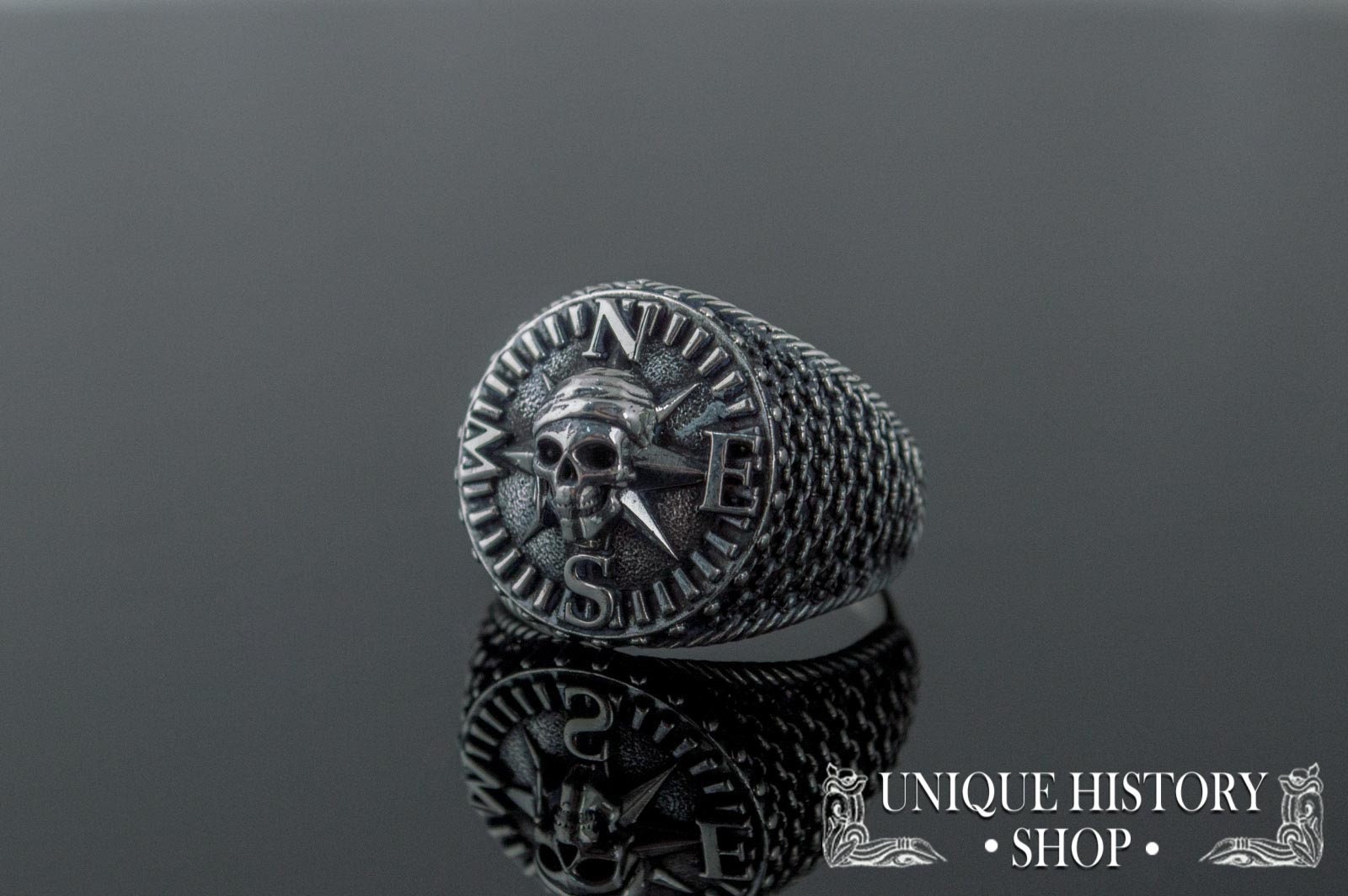 Anillo pirata anillo de cráneo pirata anillo de rosa de Etsy