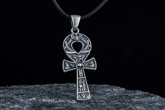 ONEFINITY Collana Ankh In Argento 925 Con Simbolo Egiziano - Ciondolo Geroglifico Unisex - Regalo Con Scatola E Panno