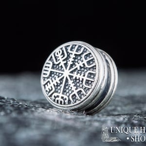 Vegvisir Bead, 925 Silver Runic Compass, Viking Symbol, DIY Bracelet, Silver Beads for Paracord Bracelets, DIY Paracord Bracelet