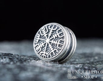 Vegvisir Bead, 925 Silver Runic Compass, Viking Symbol, DIY Bracelet, Silver Beads for Paracord Bracelets, DIY Paracord Bracelet