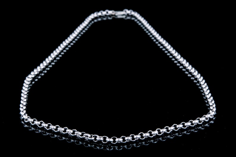 Silver Rolo Chain Classic Pendant Accessory for Men's Jewelry Handcrafted Thick Silver Chain for Necklace image 9