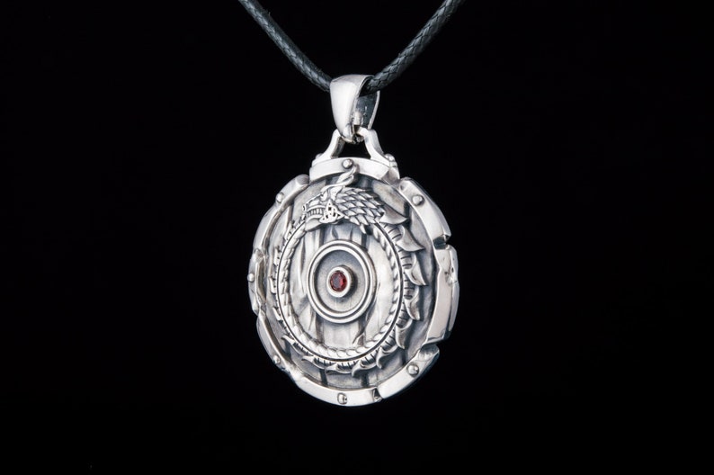 925 Silver Ouroboros Pendant with Red Gem Silver Jormungandr | Etsy