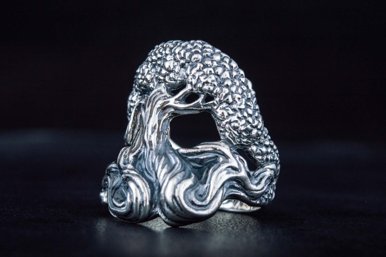 Handmade Yggdrasil Symbol Signet Sterling Silver Scandinavian Tree Norse Jewelry 925 Silver Yggdrasil The World Tree Viking Ring