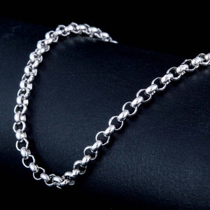 Silver Rolo Chain Classic Pendant Accessory for Men's Jewelry Handcrafted Thick Silver Chain for Necklace image 8