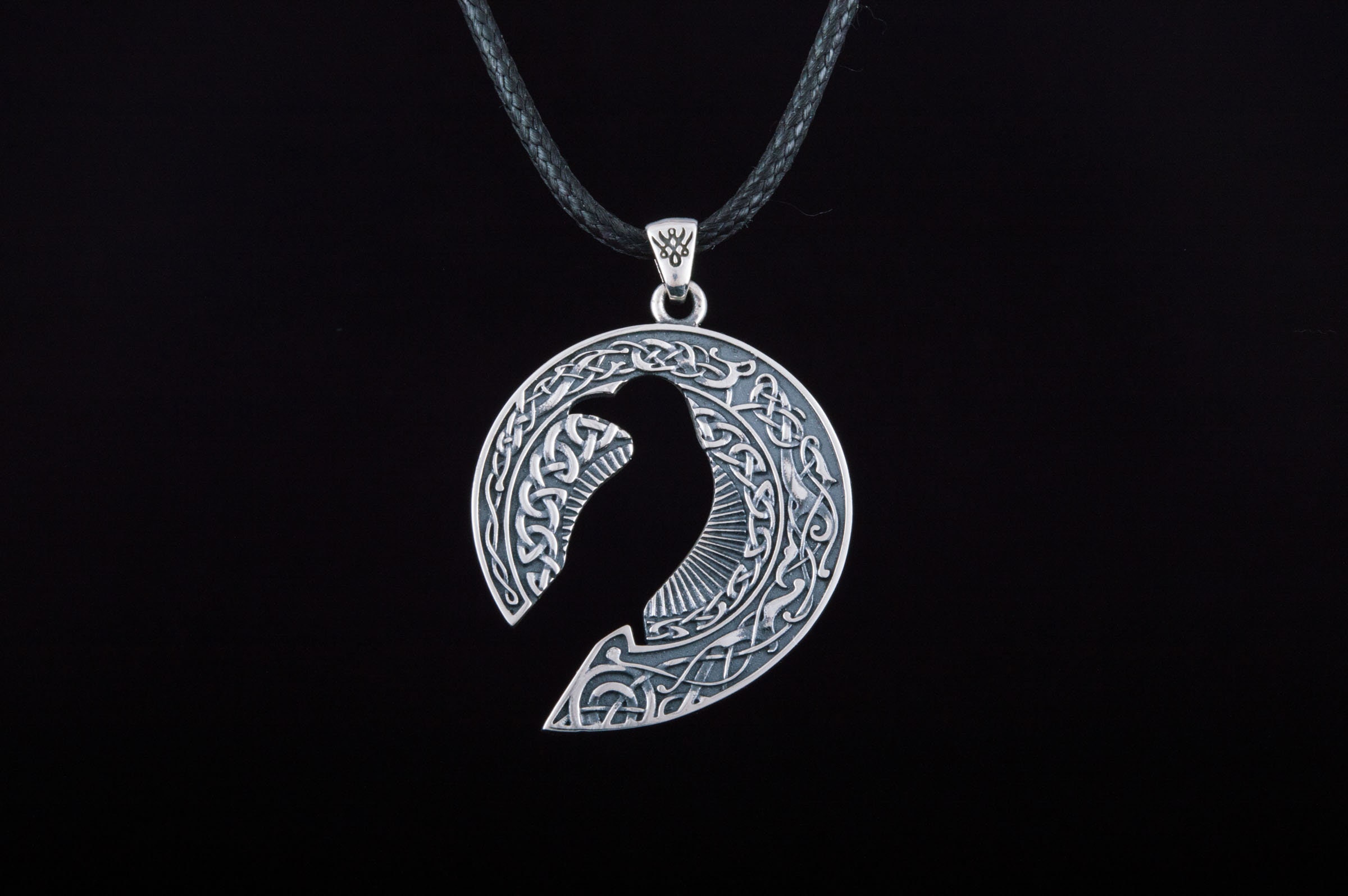 Raven Pendant Silver Viking Raven Necklace with Ornament Etsy
