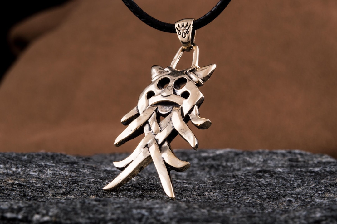 Aarhus Mask Necklace, Scandinavian Pendant, Bronze Mask, Handcrafted ...