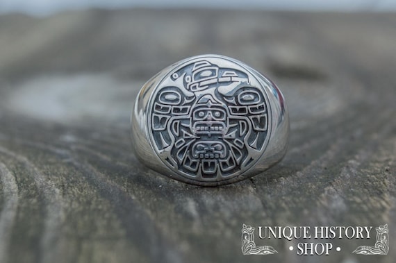 Indian Raven Ring, Northwest Coast Indian Ring, American Indians Ring, Northwest Culture Jewelry, Indian Raven Jewelry, Silver Raven Jewelry