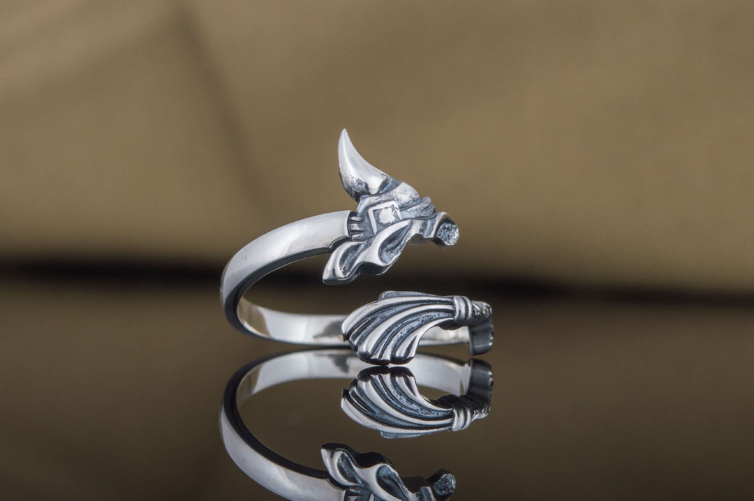 Witch Hat and Broomstick Ring, Sterling Silver Gothic Ring for Witchy