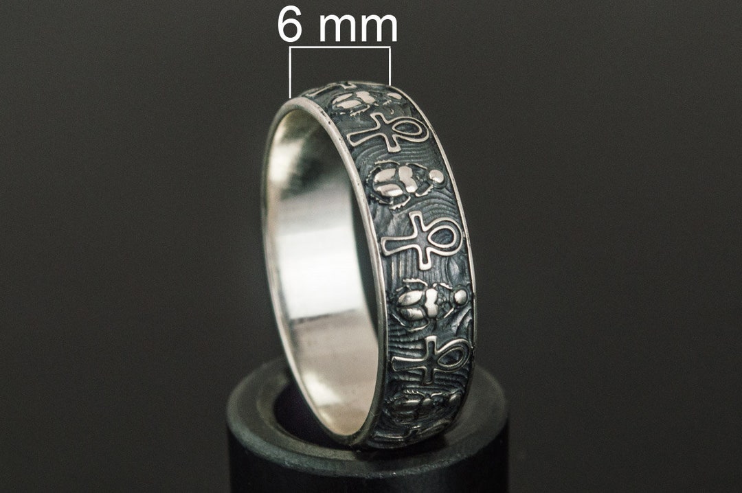 Egyptian Beetle & Engraved Silver Ring - Symbolic Scarab Jewelry, Egypt ...