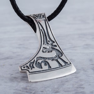 Ancient Viking Axe Pendant, Deer Ornament Necklace, Handmade Sterling Silver Norse Mythology Jewelry with Meaning, Gift for Viking