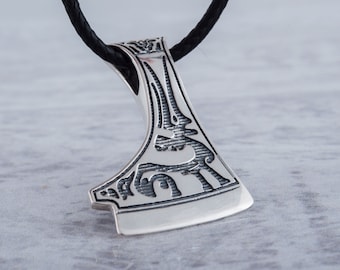 Antico ciondolo ascia vichinga, collana ornamento di cervo, gioielli di mitologia norrena fatti a mano in argento sterling con significato, regalo per vichingo