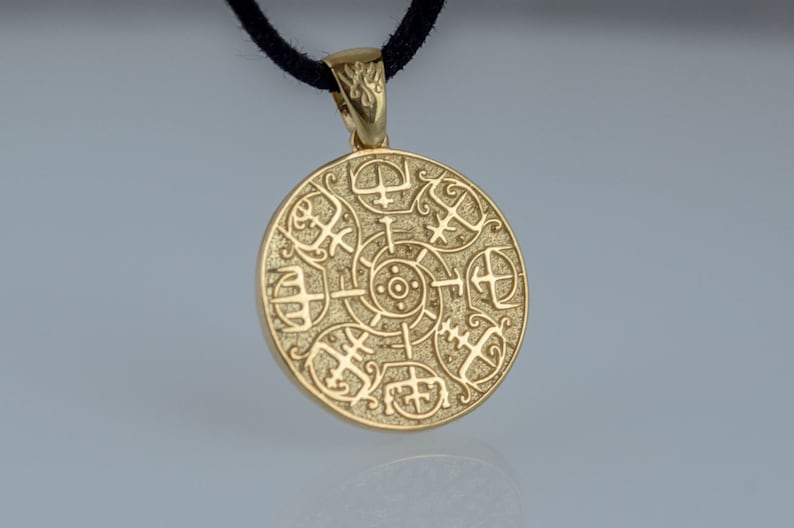 Gold Vegvisir Pendant Viking Necklace Jewelry Gold Vegvisir Pendant Viking Necklace Jewelry 14k Runic Compass For