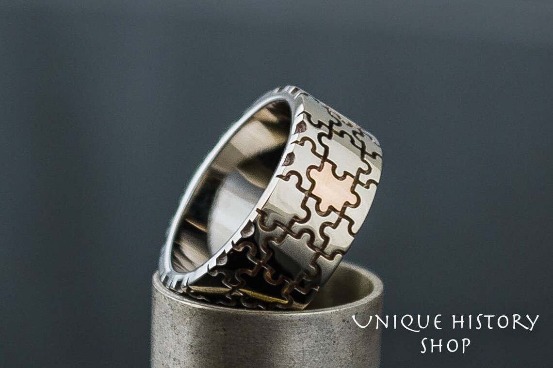 Stunning Puzzle Ring Ring With Puzzle Ornament Silver Unique Etsy