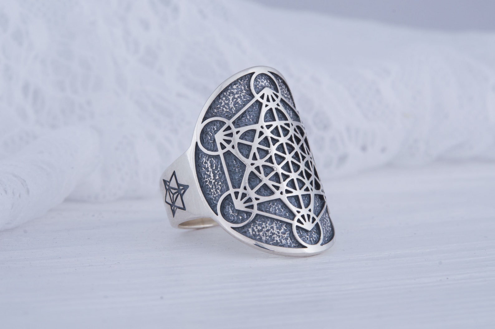 Metatron Cube Ring Silver Metatron Cube Sacred Geometry Etsy