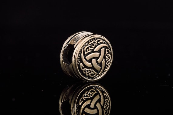 Bronze Paracord Bead - Viking Jewelry with Horns of Odin Symbol Handcrafted Norse Bracelet Accessory Perfect for Paracord Jewelry Collection
