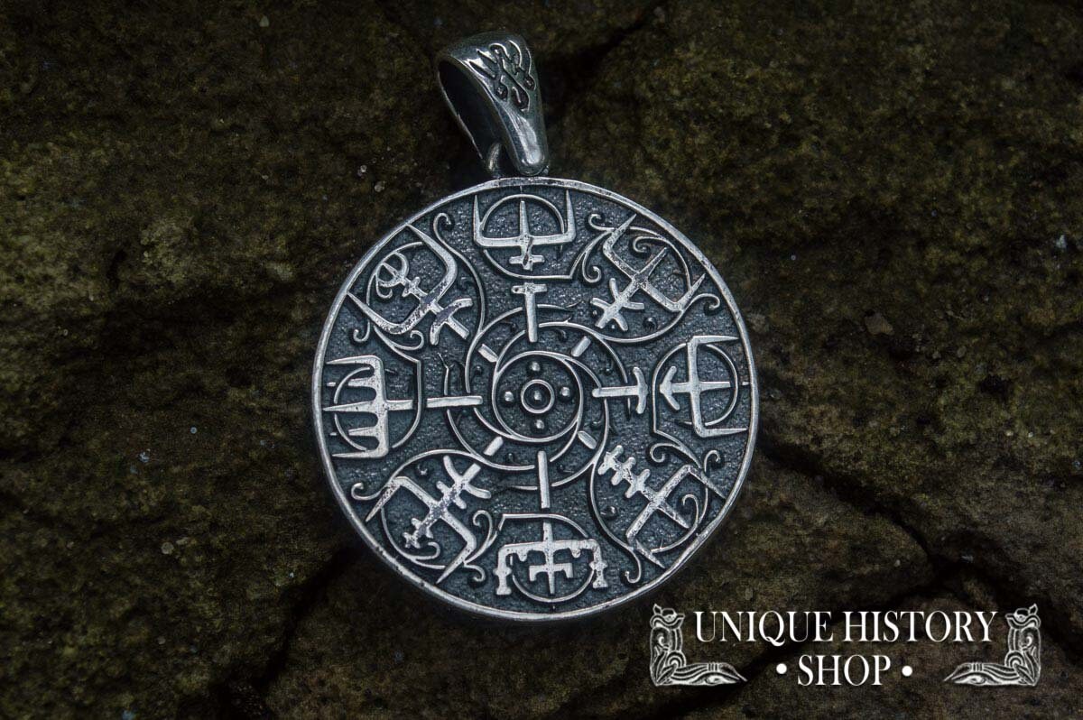 Collana JO WISDOM Con Amuleto Vichingo Vegvisir In Argento 925, Pendente 25mm, Catena 45+5cm, Con Zirconi - 2