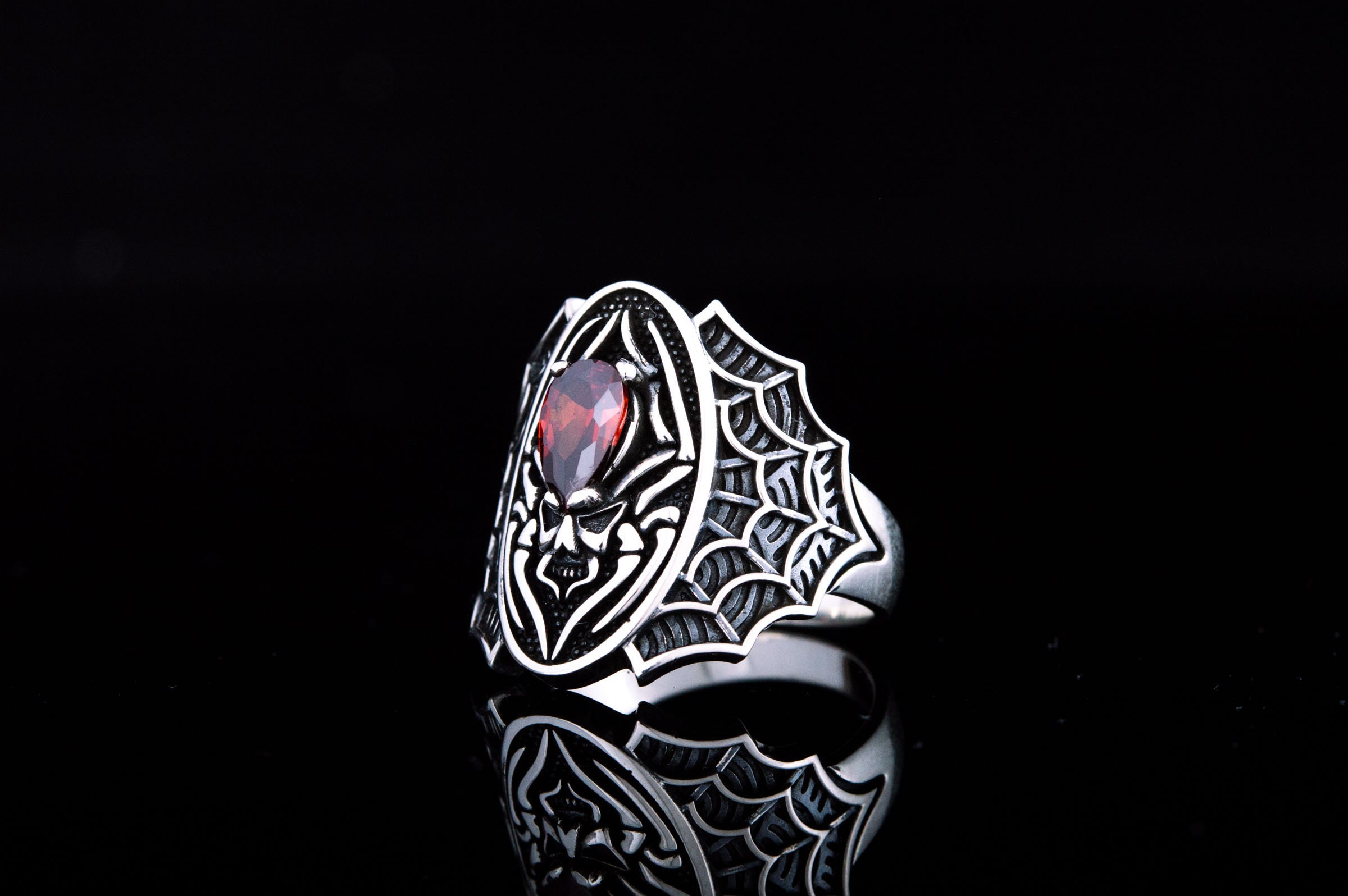 Silver Spider Ring Spider Ring With Red Gem Spider Web Ring - Etsy
