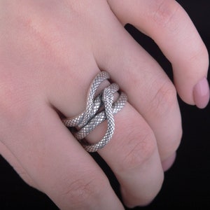 925 Silver Snake Ring Men Cobra Ring with Snake Pattern Gift for Husband Boyfriend Black Mamba Ring Jewelry Serpent Signet with Snake Skin image 2